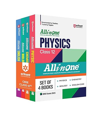 All In One Combo Class 12th Physics, Chemistry, Biology, English Core for CBSE Exam 2025 (Set of 4 Books)